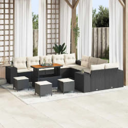 vidaXL Ensemble de canapé de jardin 14 pcs Noir polyrotin