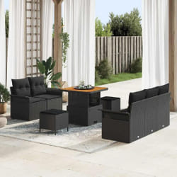 vidaXL Ensemble de canapé de jardin 8 pcs Noir polyrotin