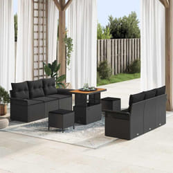 Vidaxl Ensemble De Canapé De Jardin 9 Pcs Noir Polyrotin