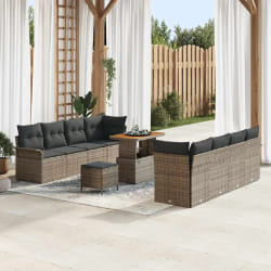 vidaXL Ensemble de canapé de jardin 11 pcs Gris polyrotin