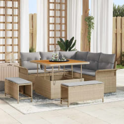 vidaXL Ensemble de canapé de jardin 8 pcs Beige polyrotin