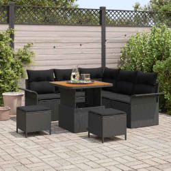 vidaXL Ensemble de canapé de jardin 8 pcs Noir polyrotin