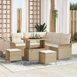 vidaXL Ensemble de canapé de jardin 8 pcs Beige polyrotin