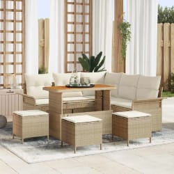 vidaXL Ensemble de canapé de jardin 9 pcs Beige polyrotin