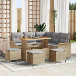 vidaXL Ensemble de canapé de jardin 9 pcs Beige polyrotin