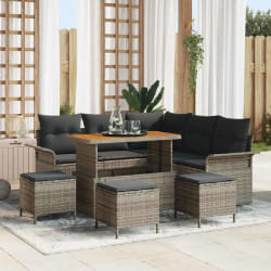 vidaXL Ensemble de canapé de jardin 9 pcs Gris polyrotin