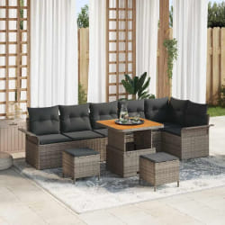 vidaXL Ensemble de canapé de jardin 9 pcs Gris polyrotin