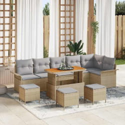 vidaXL Ensemble de canapé de jardin 10 pcs Beige polyrotin
