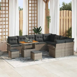 vidaXL Ensemble de canapé de jardin 12 pcs Gris polyrotin