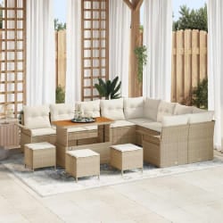 vidaXL Ensemble de canapé de jardin 13 pcs Beige polyrotin