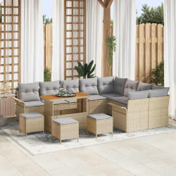 vidaXL Ensemble de canapé de jardin 13 pcs Beige polyrotin