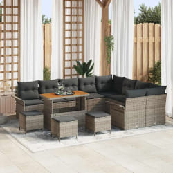 vidaXL Ensemble de canapé de jardin 13 pcs Gris polyrotin