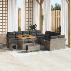 vidaXL Ensemble de canapé de jardin 13 pcs Gris polyrotin