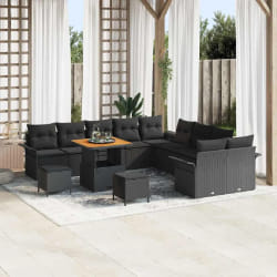vidaXL Ensemble de canapé de jardin 13 pcs Noir polyrotin