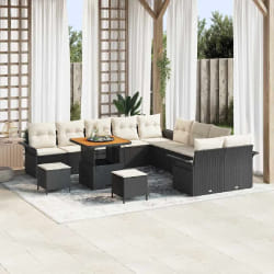 vidaXL Ensemble de canapé de jardin 13 pcs Noir polyrotin