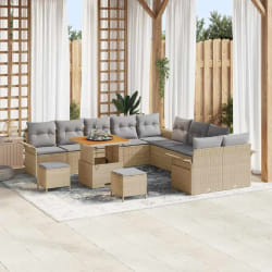 vidaXL Ensemble de canapé de jardin 13 pcs Beige polyrotin