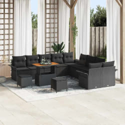 vidaXL Ensemble de canapé de jardin 13 pcs Noir polyrotin