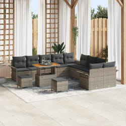 vidaXL Ensemble de canapé de jardin 13 pcs Gris polyrotin