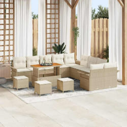 vidaXL Ensemble de canapé de jardin 14 pcs Beige polyrotin