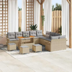 vidaXL Ensemble de canapé de jardin 14 pcs Beige polyrotin