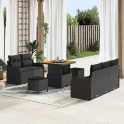 vidaXL Ensemble de canapé de jardin 8 pcs Noir polyrotin