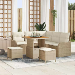 vidaXL Ensemble de canapé de jardin 8 pcs Beige polyrotin