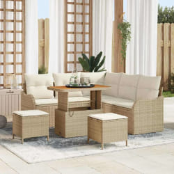 vidaXL Ensemble de canapé de jardin 8 pcs Beige polyrotin