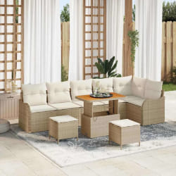 vidaXL Ensemble de canapé de jardin 9 pcs Beige polyrotin