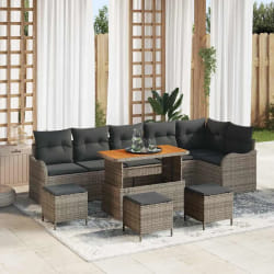 vidaXL Ensemble de canapé de jardin 10 pcs Gris polyrotin