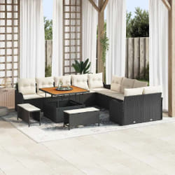 vidaXL Ensemble de canapé de jardin 13 pcs Noir polyrotin