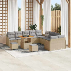 vidaXL Ensemble de canapé de jardin 13 pcs Beige polyrotin
