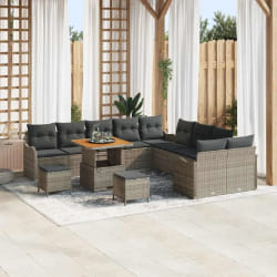 vidaXL Ensemble de canapé de jardin 13 pcs Gris polyrotin