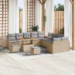 vidaXL Ensemble de canapé de jardin 13 pcs Beige polyrotin