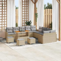 vidaXL Ensemble de canapé de jardin 14 pcs Beige polyrotin