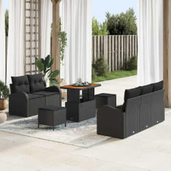 vidaXL Ensemble de canapé de jardin 8 pcs Noir polyrotin