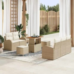 vidaXL Ensemble de canapé de jardin 8 pcs Beige polyrotin