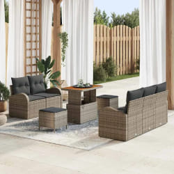 vidaXL Ensemble de canapé de jardin 8 pcs Gris polyrotin