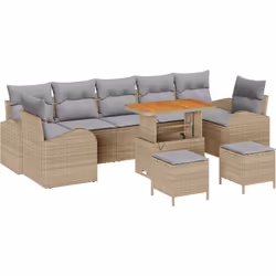 Ajoute une touche stylée à ton espace extérieur avec cet ensemble de canapés de jardin 10 pièces en beige. Idéal pour les bal ...