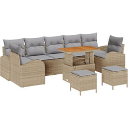 Vidaxl - Salon de Jardin 10 pièces avec Coussins Beige en Poly Rattan