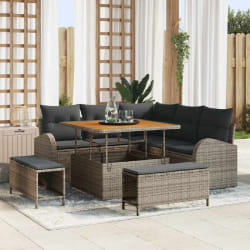 vidaXL Ensemble de canapé de jardin avec coussin 8 pcs Gris Poly rotin