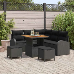 vidaXL Ensemble de canapé de jardin avec coussin 8 pcs Noir Poly rotin
