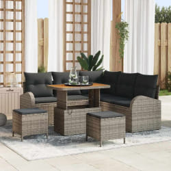 vidaXL Ensemble de canapé de jardin avec coussin 8 pcs Gris Poly rotin