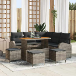 vidaXL Ensemble de canapé de jardin avec coussin 9 pcs Gris Poly rotin