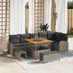 vidaXL Ensemble de canapé de jardin avec coussin 9 pcs Gris Poly rotin