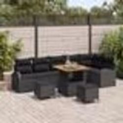 Ensemble de canapé 9 pièces noir rotin poly Acacia