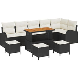 Vidaxl - Ensemble de canapés de jardin de 10 pièces avec coussins noir poly rotin acacia