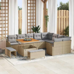 vidaXL Ensemble de canapé de jardin 12 pcs Beige Poly rotin