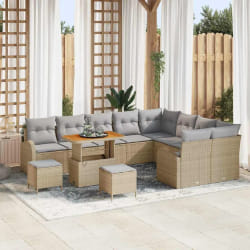 vidaXL Ensemble de canapé de jardin 12 pcs Beige Poly rotin
