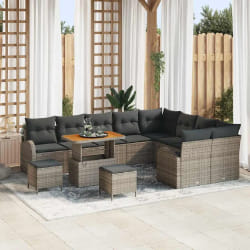 vidaXL Ensemble de canapé de jardin 12 pcs Gris Poly rotin