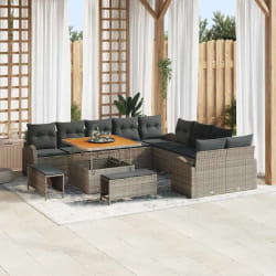 vidaXL Ensemble de canapé de jardin 13 pcs Gris Poly rotin